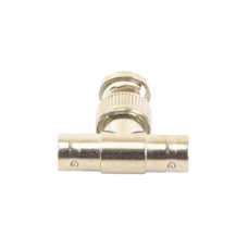 Adaptador en T para 75 Ohm de Conector BNC Macho a Doble BNC Hembra, Níquel/ Oro/ Teflón.