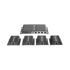 Kit Divisor y Extensor HDMI (Extender Splitter)  / Divide 1 Fuente HDMI a 4 Pantallas / Extiende la señal HDMI hasta 40 m / Resolución 1080P @ 60 Hz / Cat 6/6a/7 / Cero Latencia / Salida Loop en el Tx / IR / Alimente solo el Tx (PoC).