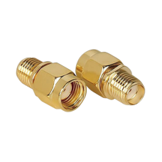 Adaptador SMA Macho Inverso a SMA Hembra, Oro/ Oro/ Teflón,
