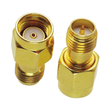 Adaptador-Extensión, de SMA Macho Inverso a SMA Hembra Inverso, Oro/ Oro/ Teflón,