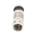 Conector F Macho de Compresión para cable RG-59, Cuerpo de Bronce Niquelado.