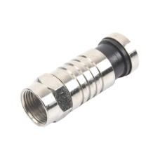 Conector F Macho de Compresión para cable RG-6, Cuerpo de Bronce Niquelado.