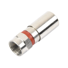 Conector F Macho de Compresión, Metálico para cable RG-59, Cuerpo de Bronce Niquelado.