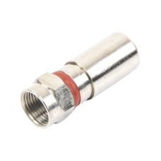 Conector F Macho de Compresión, Metálico para cable RG-6, Cuerpo de Bronce Niquelado.