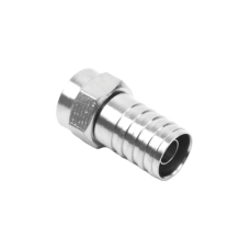 Conector F Macho, Plegable de Doble Blindaje para cable RG-59, Cuerpo de Bronce Niquelado.