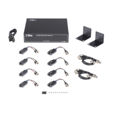 Kit de TRANSCEPTOR ACTIVO DE 8 CANALES / VIDEO+PODER en un solo Cable UTP / 150 metros en 4K, 200 metros en 5 MP/ Envía 36 Vcc y Recibe 12 Vcc / TODO INCLUIDO PARA RACK / Compatible con cámaras HD-TVI/CVI/AHD/CVBS / INSTALACIÓN LIMPIA
