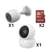 Kit de cámaras WiFi / Incluye 1 pieza CS/H6C/5MP  Para Uso en Interior / 1 pieza CS-H3C Para Uso en Exterior / 1 PZA Micro SD HS-TF-E1/32G / Detección de Movimiento / Notificaciones Instantáneas