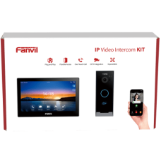 Kit Videoportero IP Fanvil VIK-01, Estación Interior SIP i504W + Frente de Calle i60, Llamadas HD, Desbloqueo Remoto, App Fanvil Link, PoE