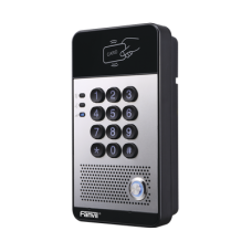 Audio Portero IP con 2 líneas SIP, relevador integrado, teclado numérico y lectora de tarjetas RFID para control de acceso, PoE