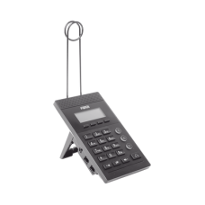 Teléfono IP para Call Center para 2 lineas SIP con soporte para diadema, pantalla 128x48 retro-iluminada, PoE