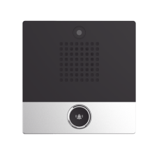 Mini video Intercomunicador para hotelería y hospitales, con diseño elegante, PoE, cámara 1Mpx, 1 botón, 1 relevador integrado de salida y entrada.