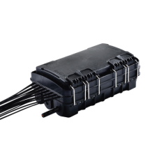 Caja de Distribución de Fibra Óptica para 24 Empalmes, con 16 acopladores SC/APC simplex, Exterior IP65, Color Negro