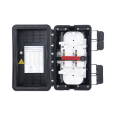 Caja de Distribución de Fibra Óptica, Hasta 96 Empalmes, Exterior IP65, Color Negro