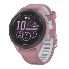 Forerunner® 265S, Bisel negro con carcasa en rosa y correa de silicona en rosa/gris
