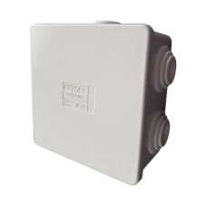 Caja Estanca de PVC Para Derivación y Conexión, 6 Entradas, Tapa a Presión, 80×80×40 mm (Mayor Área Interna, Uso Exterior IP44, Material que no Propaga el Fuego y Libre de Hálogenos