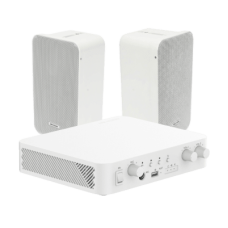 Kit de amplificador con bluetooth | 2 altavoces para pared | Sistema 100V |  2 Canales con Control de volumen Independiente |  Música Ambiental