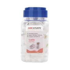 Bote con 100 Piezas de Plug Modular RJ45 / Cat 5e / Chapado en Oro a 30 Micras / Sin Blindaje / Fácil Instalación / Uso Interior / Soporta Norma TIA-568B / Cumple con RoHS 2.0