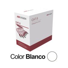 Bobina de Cable UTP 305 Metros (1000 Pies) / Cat 6 (24 AWG) / Color Blanco / PVC (CM) / Uso en Interior / CCA (Cobre con Aluminio) / Aplicaciones de CCTV y Redes de Datos