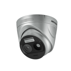 (HikFire) Cámara IP Turret de Detección Térmica de Incendios / Detección de Llamas y Temperaturas Anormales / 4 Megapíxel (Lente Óptico) + 1 Megapíxel (Lente Térmico) / Compatible con Hik-Connect