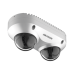 PanoVu Series / Lente Dual de 4 Megapixel / 2 Lentes Fijos de 2.8 mm / Recomendado para Pasillos o Esquinas / IP67 / IK10 / PoE / WDR 120 dB / 10 mts IR / Entrada y Salida de Audio y Alarma / MicroSD
