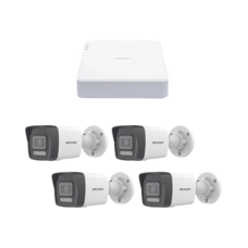 Kit IP 1080p (2 Megapixel) / NVR de 4 Canales con 4 Puertos PoE / 4 Cámaras IP Bala ColorVu Lite y ACUSENSE Lite / Micrófono Integrado