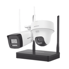 Kit IP Inalámbrico 2 Megapíxel / NVS 4 Canales / 1 Cámara Bala Exterior + 1 Cámara Turret Interior con Lente 2.8 mm y Dual Light / Audio Bidireccional (Micrófono y Bocina) / Soporta Micro SD de 512 GB