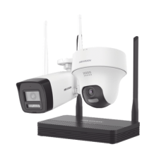 Kit IP Inalámbrico 4 Megapixel / NVS 4 Canales / 1 Cámara Bala Exterior + 1 Cámara Turret Interior con Lente 2.8 mm y Dual Light / Audio Bidireccional (Micrófono y Bocina) / Soporta Micro SD de 512 GB