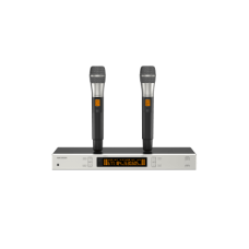 Sistema de Micrófono Inalámbrico UHF / 2 Canales / Micrófono de Mano / Frecuencia 821-942 MHz / Distancia 100 m / Salida Balanceada y No Balanceada / Sincronización Infrarroja / Recepción True Diversity
