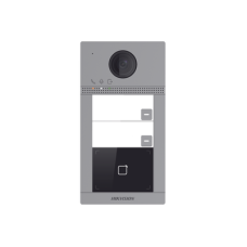 Videoportero IP (IP65 + IK08) con Llamada y apertura desde APP Hik-Connect / Soporta 2 Departamentos / PoE Estandar  / Interfaz WEB para configuración / 2 puertas