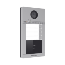 Videoportero IP 2 Megapixel / Llamada y Apertura Remota desde App Hik-Connect (Requiere monitor )/ PoE / Exterior IP65 + Antivandalico IK08 / 4 Departamento / Apertura con Tarjeta / Soporta 2 Puertas y hasta 6 Monitores