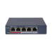 Switch PoE+ / Monitoreable / 4 Puertos 10/100 Mbps PoE+ / 1 Puerto 10/100 Mbps Uplink / Configuración Nube Hik-PartnerPro / Modo Extendido hasta 300 Metros /  45 W
