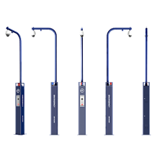 Estación de Alarma de Pánico con Videollamada / Cámara IP 4 MP/ Audio Bidireccional / Altavoz 30 W / Sirena (Azul y Rojo) / RS-485 / Micro SD / Montaje en Suelo / Montaje para PTZ (No Incluye PTZ)