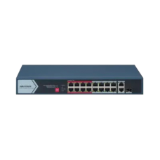 Switch PoE+ / No Administrable / 16 Puertos 10/100 Mbps PoE+ / 2 Puertos 1000 Mbps Uplink / 1 Puerto SFP Uplink / Modo Extendido hasta 300 Metros / 130 W Switch PoE+ / No Administrable / 16 Puertos 10/100 Mbps PoE+ / 2 Puertos 1000 Mbps Uplink / 1 Puerto SFP Uplink / Modo Extendido hasta 300 Metros / 130 W