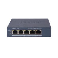 Switch Gigabit PoE+ / Monitoreable / 4 Puertos 1000 Mbps PoE+ / 1 Puerto 1000 Mbps Uplink / Configuración Nube Hik-PartnerPro / Modo Extendido hasta 300 Metros / 45 Watts