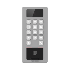 Terminal de Control de Acceso / Videoportero Multiapartamento Llamada a App / Teclado / Exterior Antivandálico IP65 & IK09 / Huella, Tarjeta, Código QR, PIN o App Hik-Connect  / Cámara 2 MP compatible con NVRs