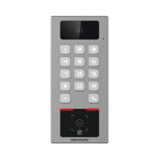 Teclado con Lector Físico de QRs para Exterior Antivandálico IP65 & IK09 con función de Videoportero Multiapartamento / Tarjeta, Código QR, PIN o App HikConnect  / Cámara 2 MP compatible con NVRs / Soporta b
