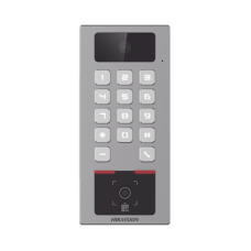 (PoE / 2 Relays) Teclado con Lector Físico de QRs para Exterior Antivandálico IP65 & IK09 con función de Videoportero Multiapartamento / Tarjeta, Código QR, PIN o App HikConnect  / Cámara 2 MP compatible con NVRs /