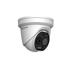 (Hikmicro) Turret IP Bi-espectral (Térmica + Óptica) / Sensor Térmico 256x192 / Sensor Óptico 5MP / Detección de Temperatura (-20°C a 650°C) / IA con Modelo GUANLAN / Luz Híbrida Inteligente / PoE / IP67