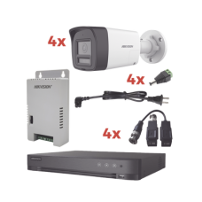 Kit Audio Bidireccional TurboHD 1080p / DVR 4 Canales / 4 Cámaras Bala (Exterior) con Bocina y Microfóno Integrado / 1 Fuente de Poder / Accesorios