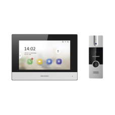 Kit de Videoportero Híbrido de Plastico / IP a 4 Hilos con Función de Llamada a App Hik-Connect / Monitor se Conecta a Internet por Cable o WiFi y por 4 Hilos al Frente de Calle / Expandible a Mas Equipos