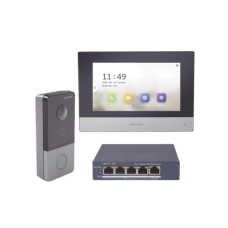 Kit de Videoportero IP + Switch Poe Poe Estandar con llamada a App de Smartphone (HikConnect) / Apertura con tarjeta MIFARE / Frente de calle IP65 / Soporta 1 Departamento Kit de Videoportero IP + Switch Poe Poe Estandar con llamada a App de Smartphone (HikConnect) / Apertura con tarjeta MIFARE / Frente de calle IP65 / Soporta 1 Departamento