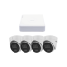 Kit IP 1080p (2 Megapixel) / NVR de 4 Canales con 4 Puertos PoE / 4 Cámaras IP Turret con Micrófono Integrado / ColorVu y ACUSENSE Lite