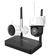 Kit IP Inalámbrico 2 Megapíxel / NVS 4 Canales / 1 Cámara Bala Exterior + 1 Cámara Turret Interior con Lente 2.8 mm y Dual Light / Audio Bidireccional (Micrófono y Bocina) / Soporta Micro SD de 512 GB
