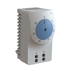 Termostato/Interruptor Para Control de Temperatura en Grados Fahrenheit, Para Uso con Ventiladores, Con Terminales de Conexión, y Clip para Riel Din de 35 mm, Color Gris Claro