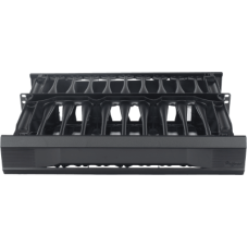 Organizador de Cable Horizontal 1U, Un Solo Lado, 19 Pulgadas, Material Compuesto Negro, Postes de Alta Resistencia, Puntas de Flecha, Montaje Sin Herramientas, Compatible Cat 5e/6/6A, Capacidad Máxima 66 Cables, Cubierta con Bisagra Desmontable