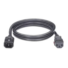 Cable de Alimentación Eléctrica Con Bloqueo de Seguridad, de IEC C14 a IEC C13, 1.2 Metros de Largo, Color Negro, 1 Pieza