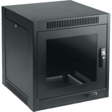 Gabinete SOHO, 11U, 700 x 600 x 600 mm, Acero Negro RAL 9005, Ruedas, Puertas Cerradas, Sistema de Enfriamiento Pasivo, Base Abierta con Respiro, Montaje Bajo Escritorio