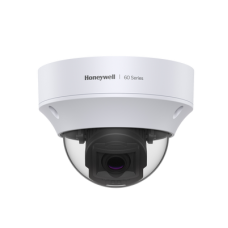 Domo IP 5 MP / Lente Mot. 2.7-13.5 mm / Exterior / 50 mts IR / H.265 / NDAA / ONVIF / IP67 / IK10 / Detección Sabotaje / Movimiento / Rostros / Intrusión / Merodeo / Objeto Abandonado / Alarmas y Audio I/O / PoE / Serie 60 Honeywell Security