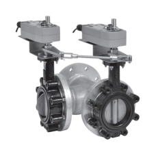 Valvula de 3 vias tipo mariposa con conexiones tipo brida de 4 