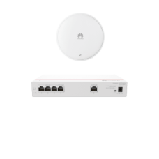 Kit DEMO de Router Multi-Servicio / 1 puerto 10/100/1000 Mbps(WAN) / 4 puertos 10/100/1000 Mbps(LAN) PoE / 50W + Punto de Acceso Wi-Fi 7 / 3.5 Gbps / MU-MIMO 2x2 (2.4GH y 5GHz) / Smart Antenna más cobertura / Instalación en techo y pared